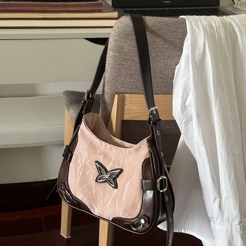 ZLLKL 2025 Retro locomotive armpit bag women's popular summer high-end butterfly contrasting color shoulder bag messenger bag trendy women's bag