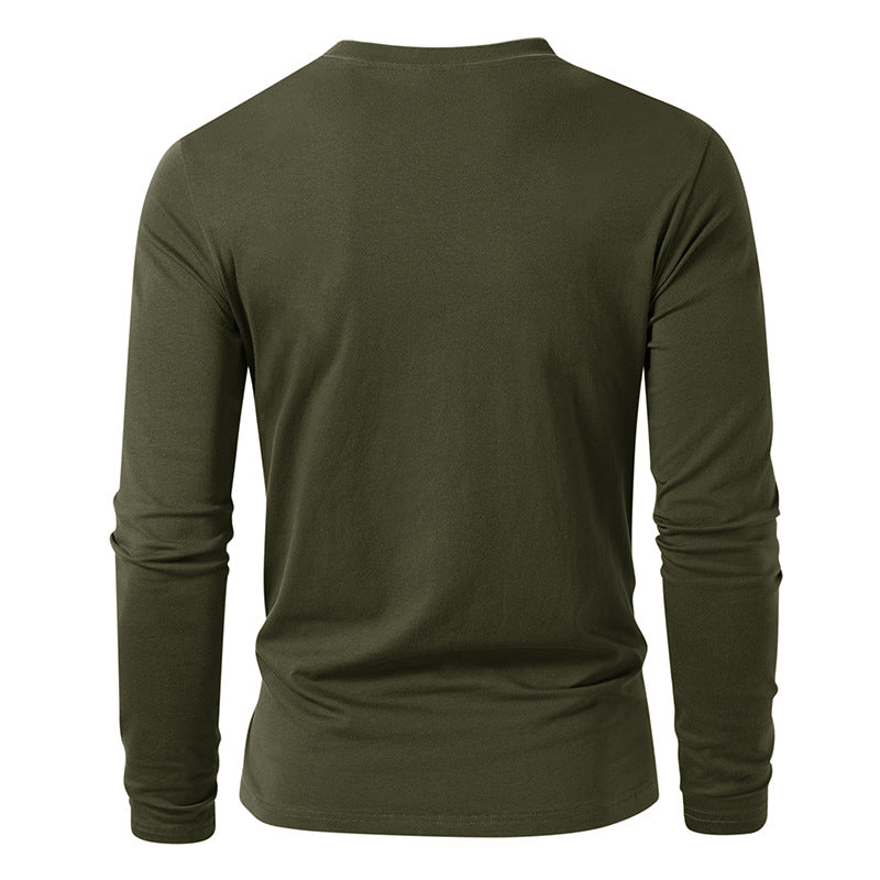 ZLLKL 2025 men's new solid color V-neck long-sleeved T-shirt,  men's pure cotton bottoming shirt top T-Shirt
