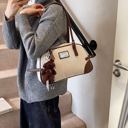 ZLLKL 2025 Retro matte large-capacity bowling bag women's popular new high-end textured shoulder bag Boston underarm bag