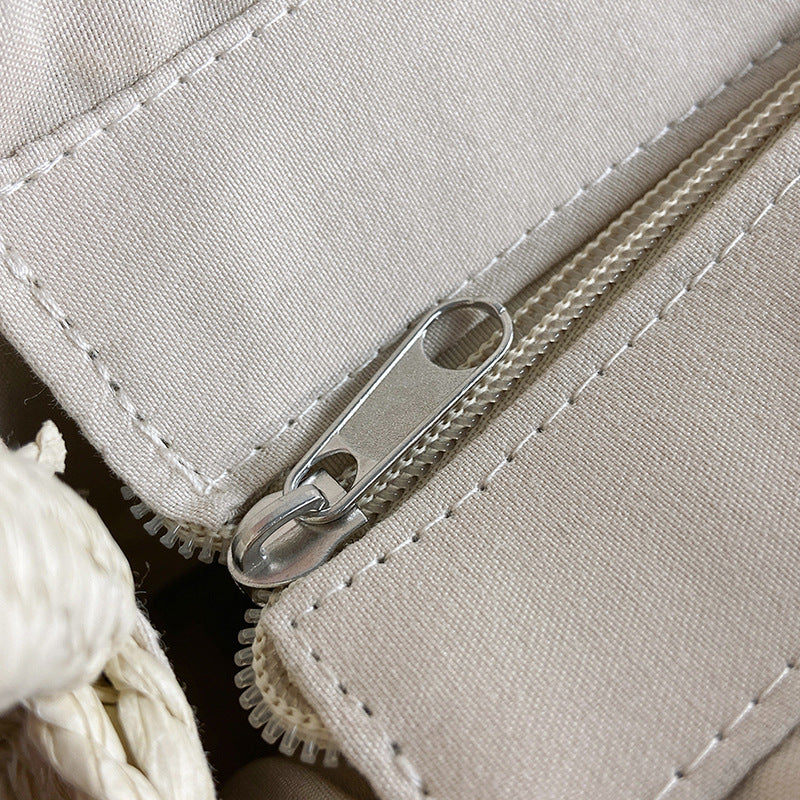 ZLLKL 2025Bag women's  new high-grade texture woven straw bag, Popular temperament, large-capacity hand-carried shoulder messenger bag