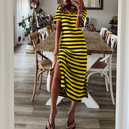ZllKl  Spring  European and American Style Wish Best Selling Women's Clothes  Cross-Border Slit Loose Printed Skirt New Jumpsuit