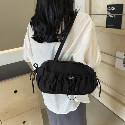2025 ZLLKL Korean version of fashion pleated shoulder bag popular new casual small square bag large capacity versatile nylon underarm tote bag