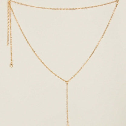 FB3385 2025 waist chain alloy hollow pentagram fringed pendulum chain pendant metal thin chain waist chain