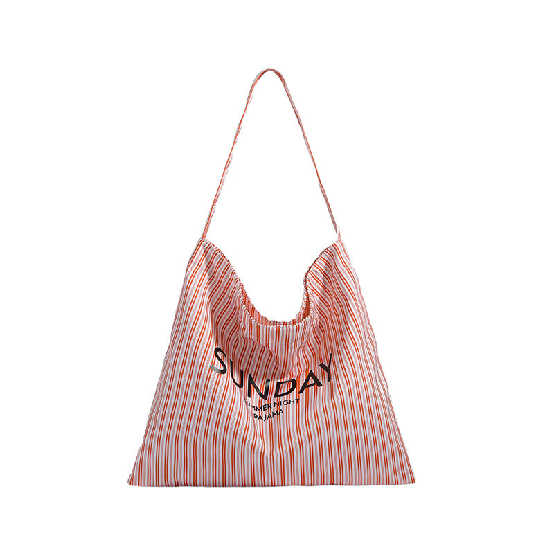2025 ZLLKL Korean version of fashion letter large-capacity shopping bag popular new simple and versatile tote bag, Popular style striped shoulder bag