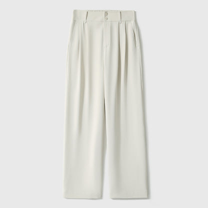 2025 Summer icy silky drape feeling, Japanese long pants white and black, thin casual pants, straight wide-leg pants