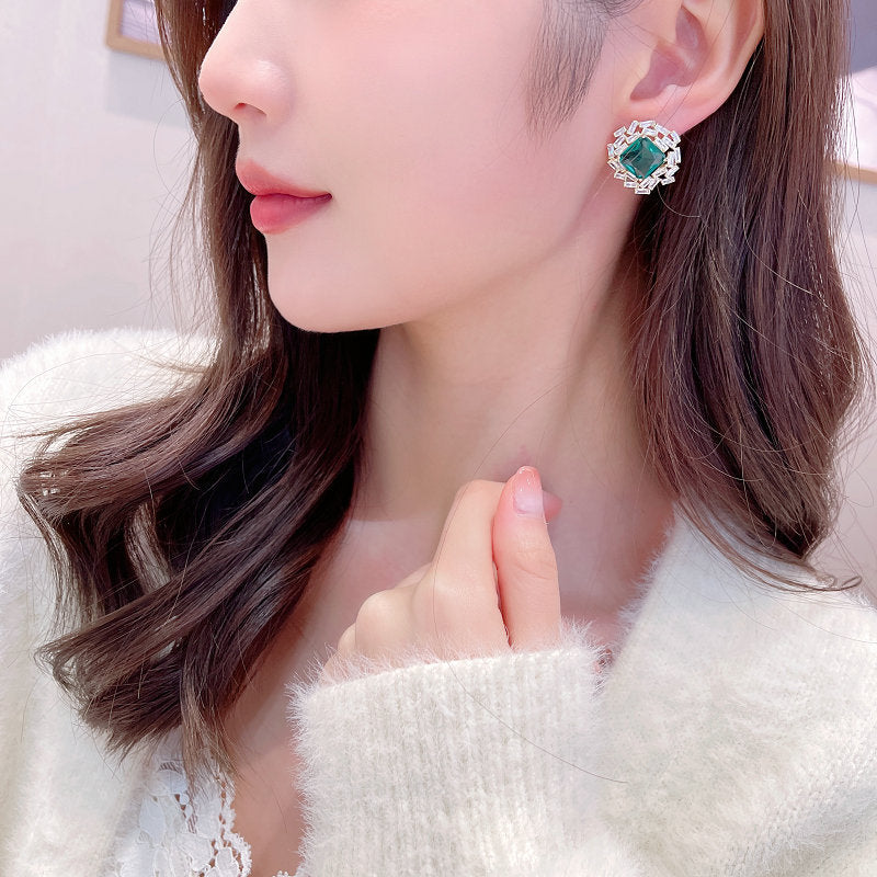 2025 S925 Silver Needle New Earrings Zircon Premium Crystal Earrings Tide Niche Light Luxury Super Flash Sugar Zircon Stud Earrings