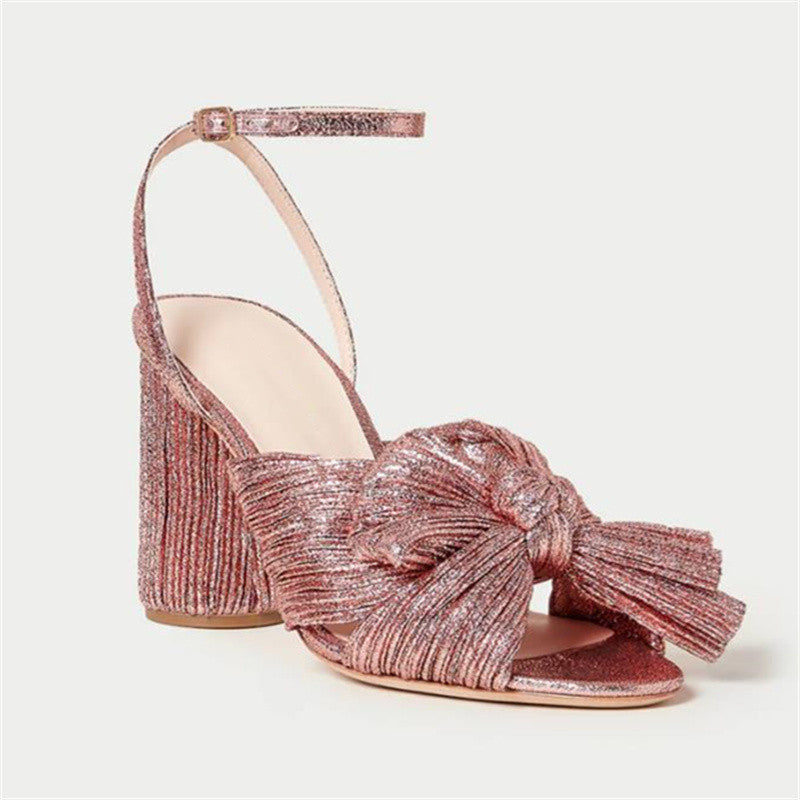 ZllKl  Dropshopping Summer Open Toed Bow 40-47 High Heels Party Dress Wedding Women's Sandals