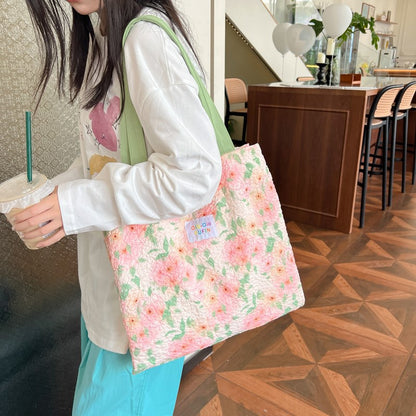 2025 ZLLKL Small fresh and fashionable tote bag popular new simple large-capacity shoulder bag fabric texture pattern shopping bag women