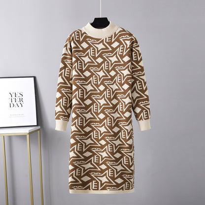 ZllKl European Station New autumn and winter new models with coat temperament base knitted dress women's fashion sweater skirt