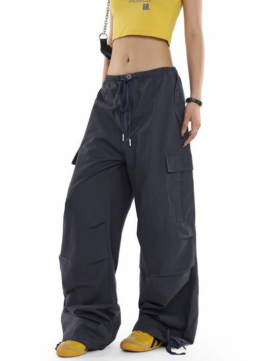0123Start n wide-leg paratrooper overalls men's and women's loose straight retro mopping casual parachute pants