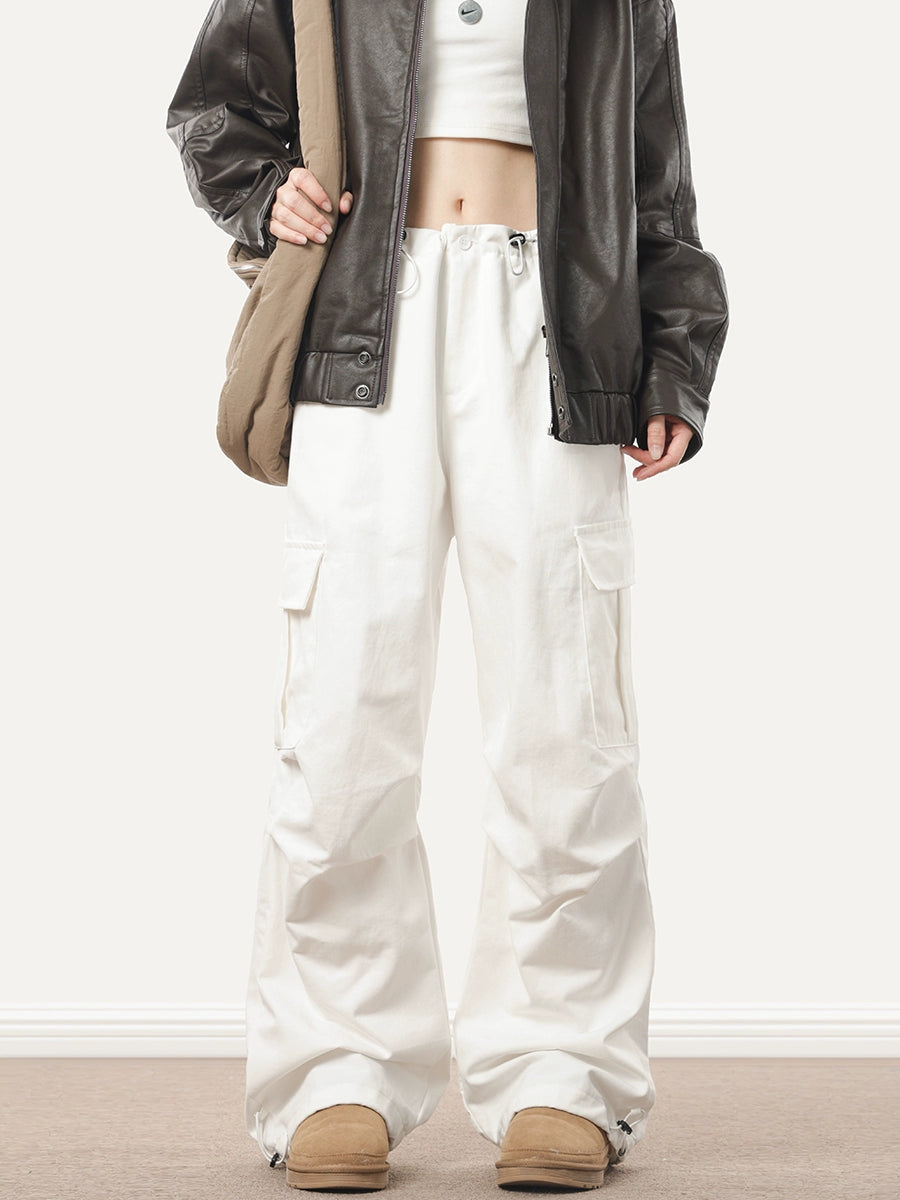 0123Start  street babes multi-pocket overalls neutral white wide-leg slim casual trousers women