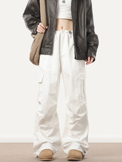 0123Start  street babes multi-pocket overalls neutral white wide-leg slim casual trousers women