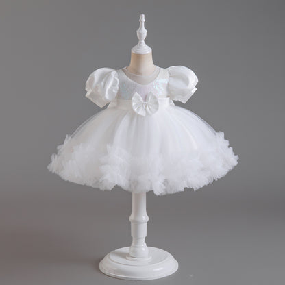 ZllKl  Princess Dress Girl Tulle Tutu Flower Girl Wedding Dress Little Girl Catwalk Children Evening Dress Host Costume for Piano Performance