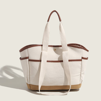ZLLKL 2025 Maternal and infant bag  Japanese and Korean new color matching canvas mommy bag large capacity multi-compartment single shoulder portable tote bag women