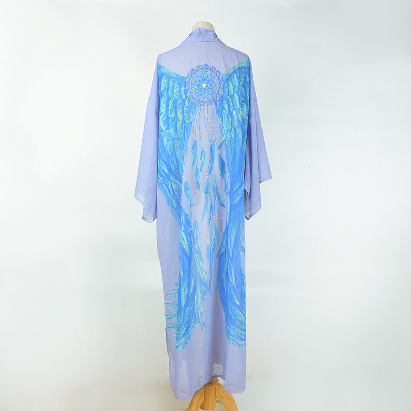 2025 printed blouse women's Manga Ocean Wings series sexy Muse long cardigan swimsuit with women