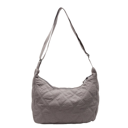 2025 ZLLKL Korean version of fashion diamond shoulder bag popular new casual large-capacity messenger bag solid color simple cotton clothes dumpling bag
