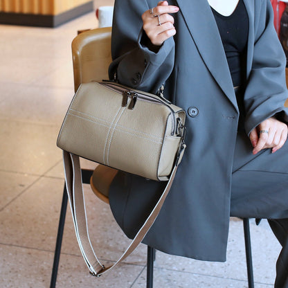 Boston bag genuine leather women's bag New new versatile handbag fashion first layer cowhide shoulder messenger bag 6621