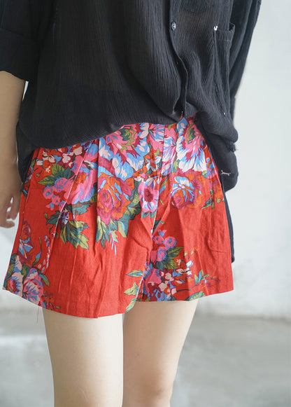 Special offer! A-Ka style casual fashion cotton and linen high waist ethnic printed shorts K000 fresh