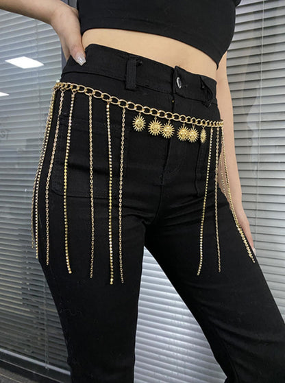 3550 2025 waistchain diamond metal chain diamond chain fringed chain sun pendant side pendulum personalized waist chain waist