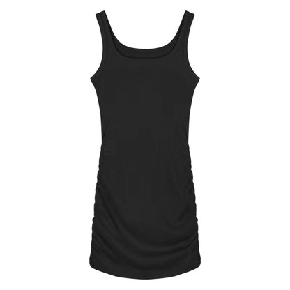 Pure Desire Vest Dress Women's Summer Square Collar Slimming Slimming Short Skirt Hot Girl Square Collar Knitted Fitted Waist Hip Skirt