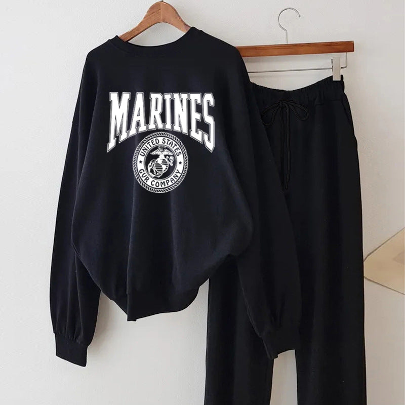 ZllKl Suit Women's Spring and Autumn New Fleece Sweater Korean Version Two-piece Set Thin Small 3-Color Salt Fried Street Sportswear