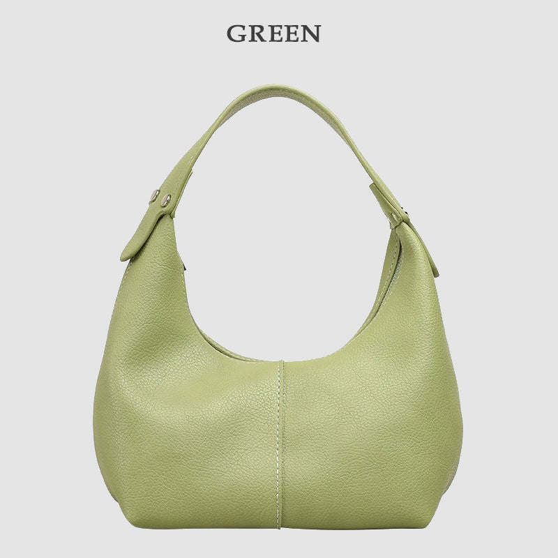 ZLLKL 2025 Korean version of casual lychee pattern armpit bag women's popular fashion casual soft leather dumpling bag simple shoulder portable women's bag