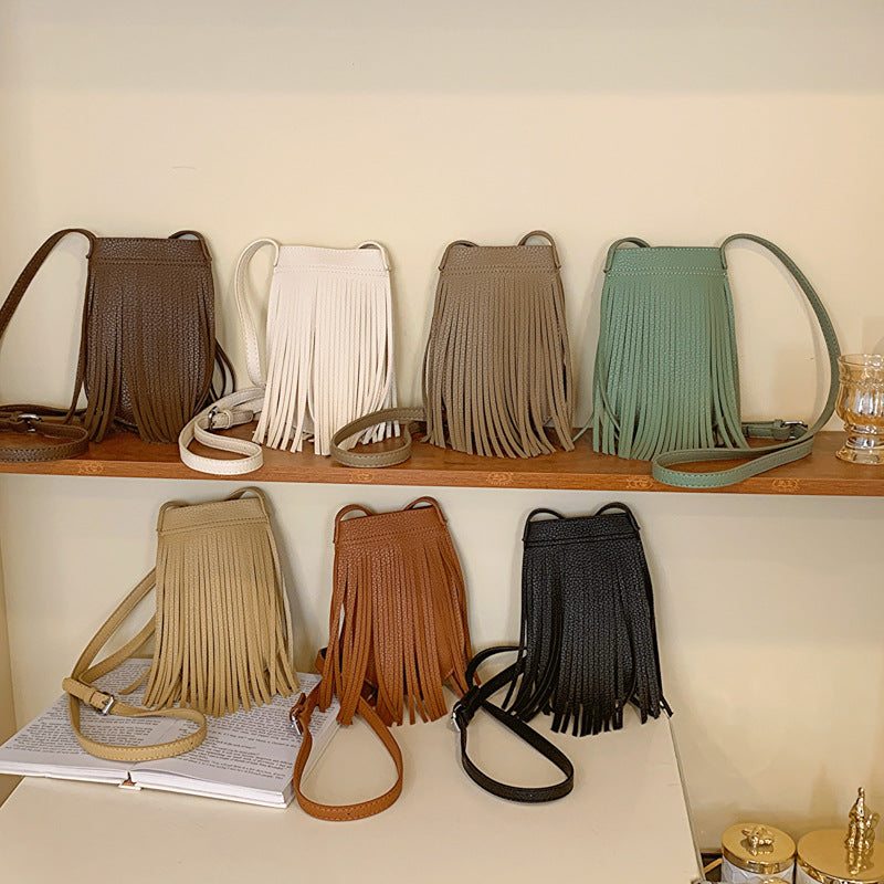 ZLLKL 2025New  simple small bag women's bag retro fringed mobile phone bag women's Korean version bag niche design small satchel