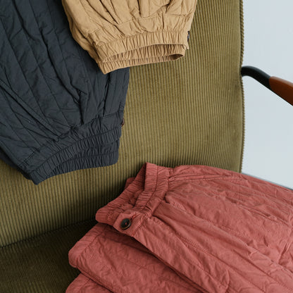 casual and literary thickened quilting cotton nine-point pants, clean and simple striped quilting cotton pants K24259
