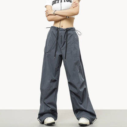 0123Start black paratrooper overalls men's and women's loose n wide-leg charging parachute pants summer thin