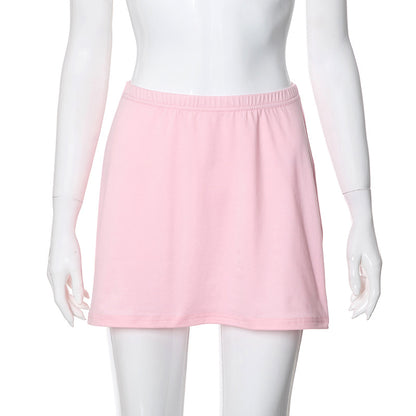 2025 M23SK772  women's clothing summer new solid color casual navel elastic belt loose sports short skirt