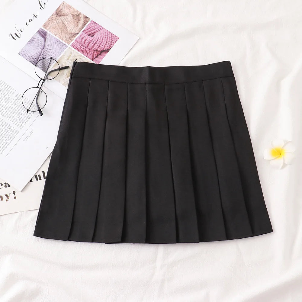 Adult Women Japanese Korean Student JK Uniform Suits Autumn And Winter Shirt + Sweater Vest + Pleated Skirt Girls School Dresses