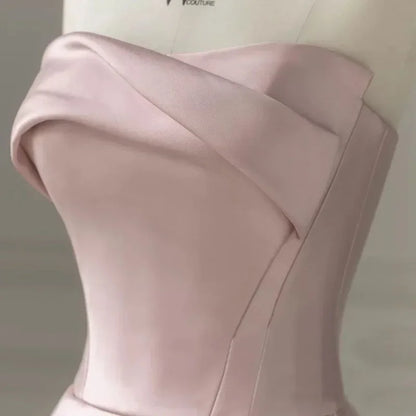 Pink Strapless Evening Party Dress for Women Banquet Evening Women's Prom Dresses Vestidos De Mujer Elegantes Para Fiesta 2023