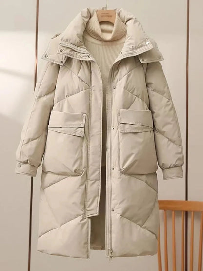 New Women Long Down Cotton Jacket Korean Loose Cotton Coat Winter Thicken Warm Women Parkas Winter Outwear Hooded Coat