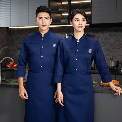 grey Chef Jacket Long Sleeve chef uniform Cook Coat Chef T-shirt Baker Work Uniform Waiter Restaurant Hotel Clothes women Logo