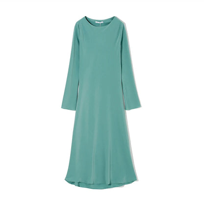 WOTWOY 2024 Spring Elegant Satin Dress Women Casual Solid Long Sleeve Dresses Women Loose-Fitting Party Vestidos Femme Traf Robe