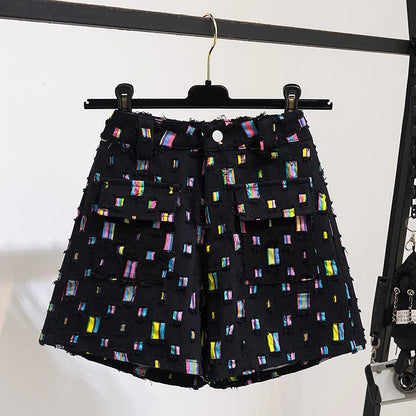 Large Plus Size L-4XL Women Vintage Denim Short New Summer Print High Waist Jean Pants Female Free Shipping Y2K Clothing
