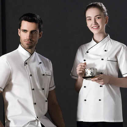 Classic Chef Jacket for Men Women Restaurant Waiter Waitress Uniform in Black and White