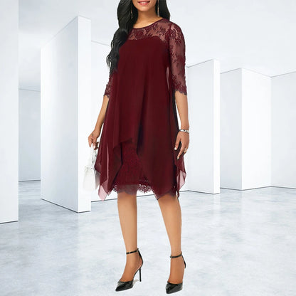 Elegant Lace Dress Women 2024 Plus Size Formal Occas Dress Party Sexy Mini Vestidos Long Skirt Summer Large Size Femal Clothing