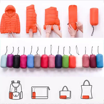 Plus Size Thin Light Down Jacket Women 2023 Autumn Winter Slim Short Hooded Warm White Duck Down Coat Women Outerwear Streetwear