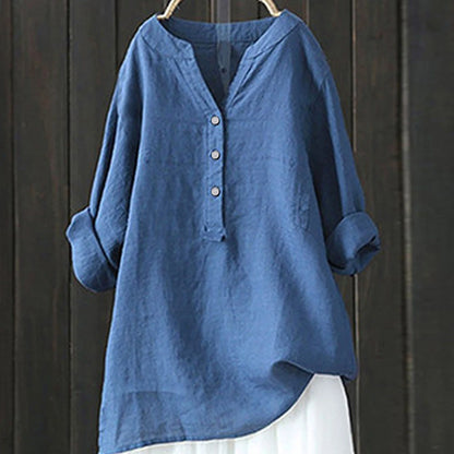 Women’s Casual Solid Long Sleeve V-Neck Daily Tops Shirt Ladies Beauty High Quality Blouse Clothes Clothing Plus Size 2023