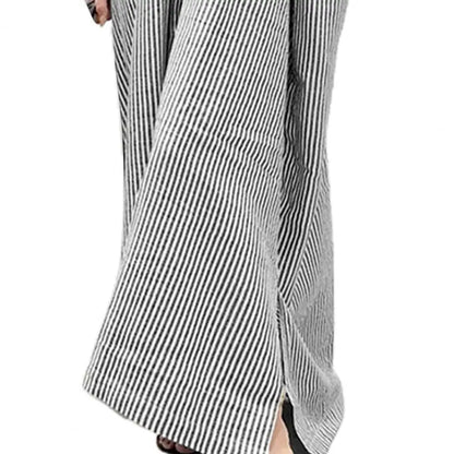 Fashion Women Lapel Neck Striped Dress Autumn Long Sleeve Buttons Maxi Long Dress Elegant Shirt Vestidos Femme Sundress