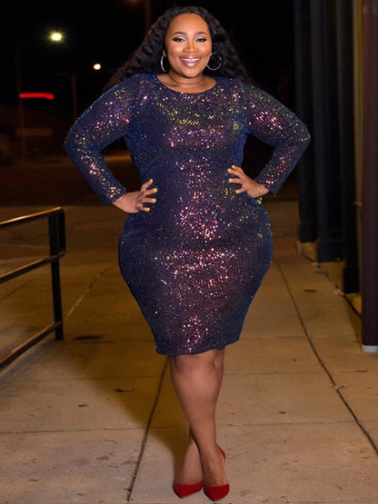 Chic Elegant Women Dresses Ladies Sequin Dress Slinky Plus Size Sexy Dress 30th Birthday Party Supplies Wholesale Dropshipping