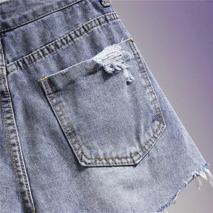 Plus Size 3XL 4XL 5XL Sexy Hot Denim Short For Women High Waist Tassel Ripped Jean  New Summer Clothing Female Free Shipping