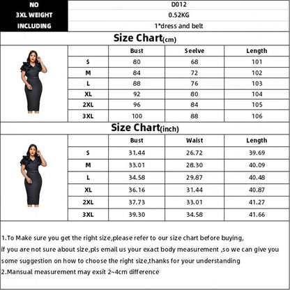 Plus Size Women's Large Ruffle Heel Wrap Short Sleeve Leisure Versatile Graceful Party Commute evening dress Women Large Dress