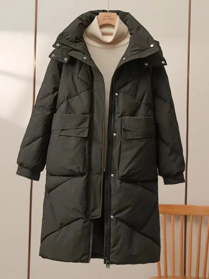 New Women Long Down Cotton Jacket Korean Loose Cotton Coat Winter Thicken Warm Women Parkas Winter Outwear Hooded Coat