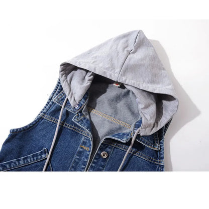 New Denim Vest Women's Spring Autumn Clothes Sleeveless Wild Tops Short Hooded Jacket Women Denim Jeans Vest Jacket Female