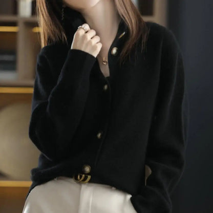 Vintage Korean Knitwear Sweater Women New Autumn and Winter New Cardigan Coat Long Sleeve Solid Casual Cardigan Sweater
