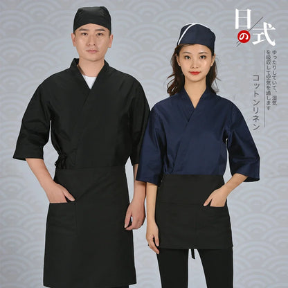 JEMMA LEONG Japanese Cuisine Clothing Kimono Sushi Restaurant Izakaya Chef Uniform For Women Men Waitress Waiter
