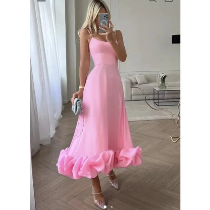 Fashion Dress for Women Sexy High Waist Spaghetti Strap Dress for Women U Neck Sleeveless Backless Elegant Party Formal Dress