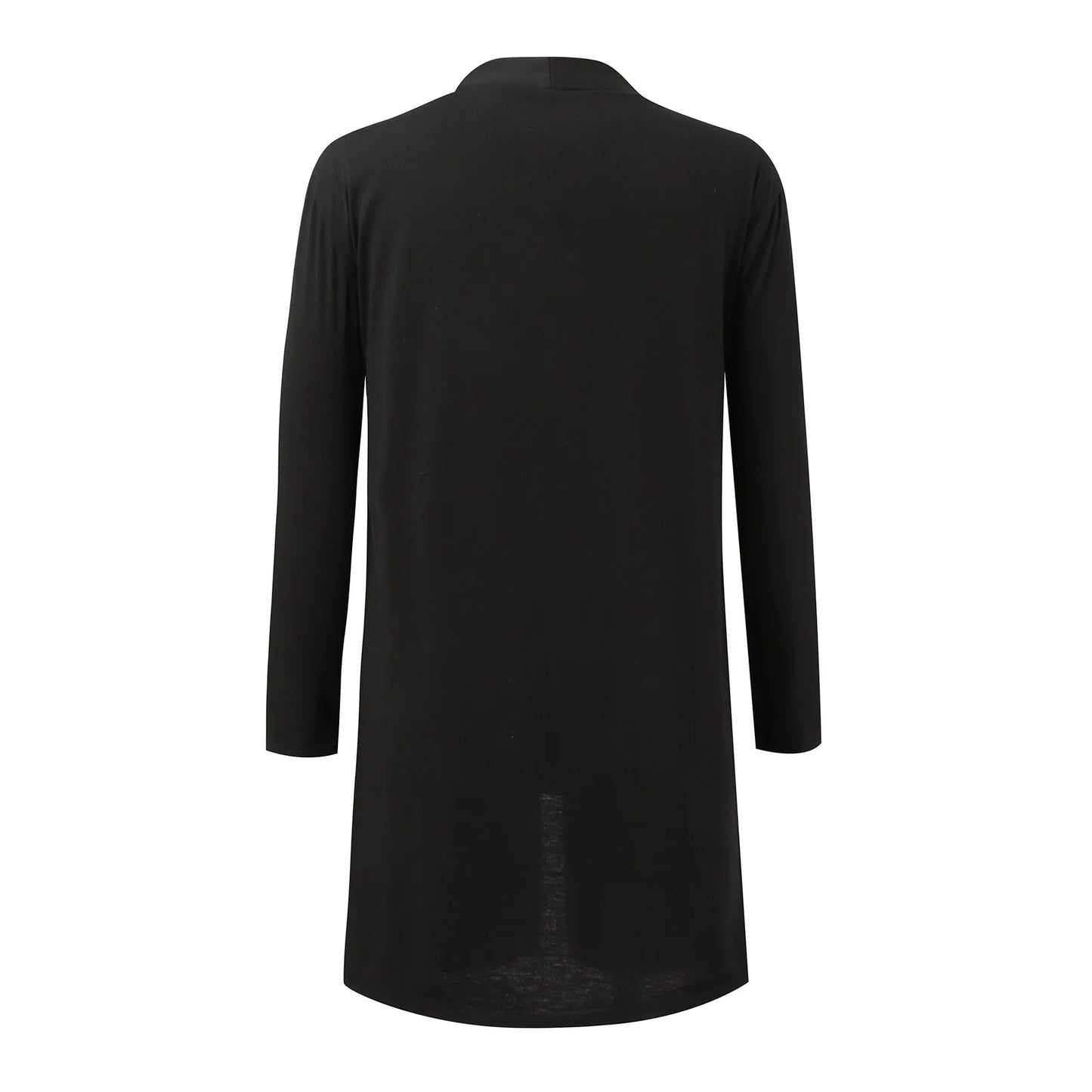 Women'S Fashion Casual Cardigan Long Sleeve Open Front Loose Mid Long Cardigan With Pockets Ladies Black Solid Color Sweather